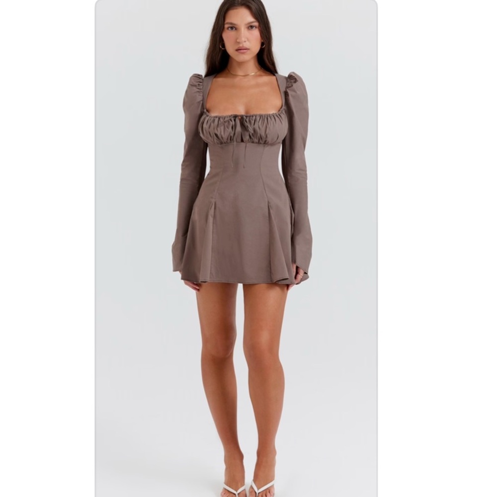 House of CB CARLINA MOCHA LONG SLEEVE MINI DRESS